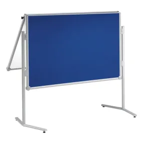 Tableau d'affichage - (L)120 x (H)150 cm - surface en textile bleu et tableau blanc